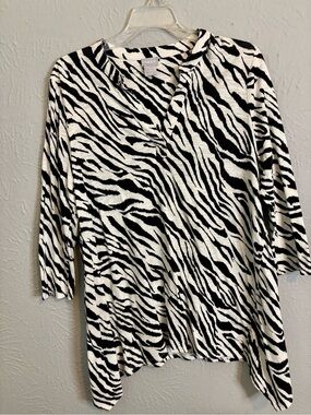 Chico's Black & White Zebra-Print V-Neck Tunic